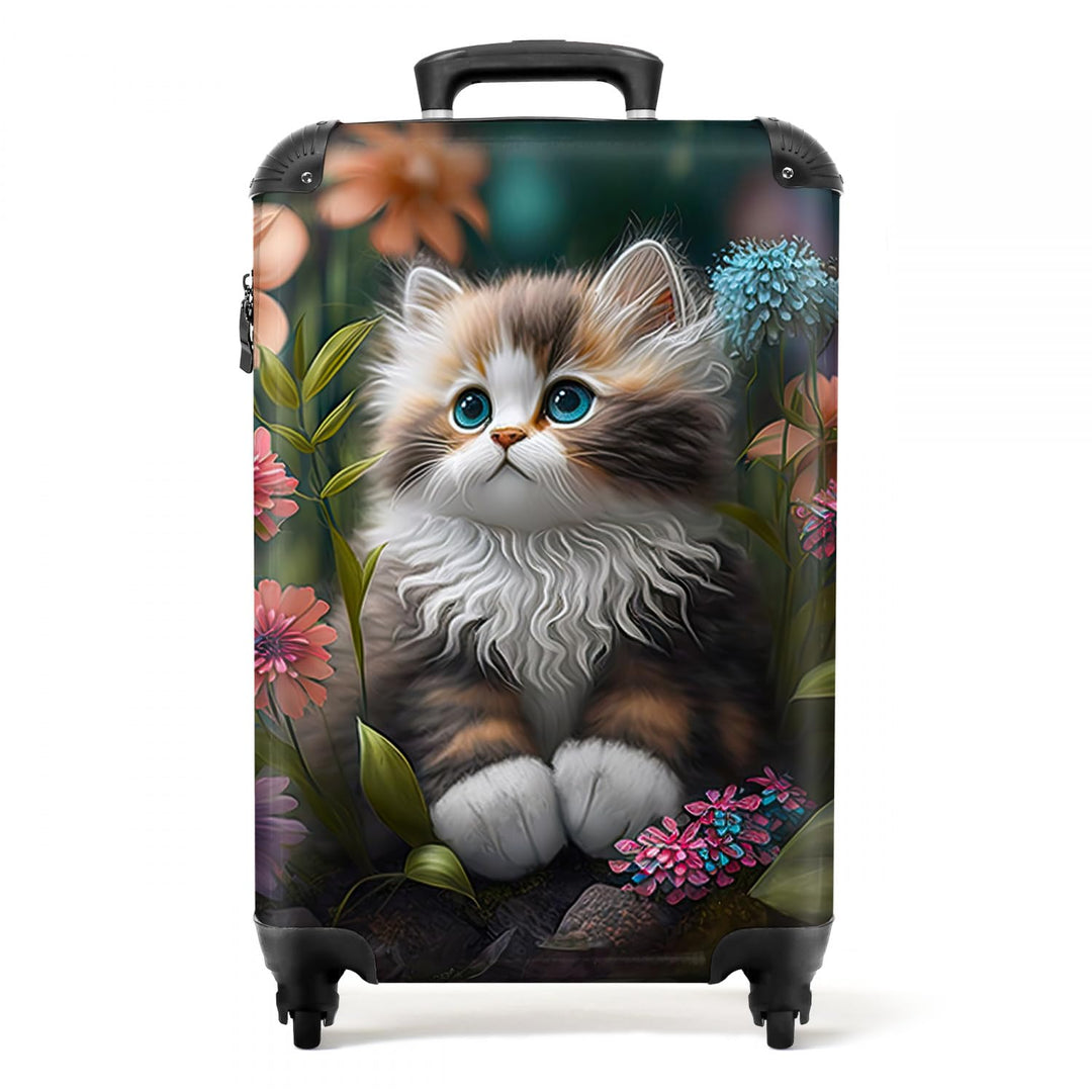 NoBoringSuitcases.com® Koffer Handgepäck Trolley Rollkoffer Kleine Reisekoffer - Kätzchen - Illustra