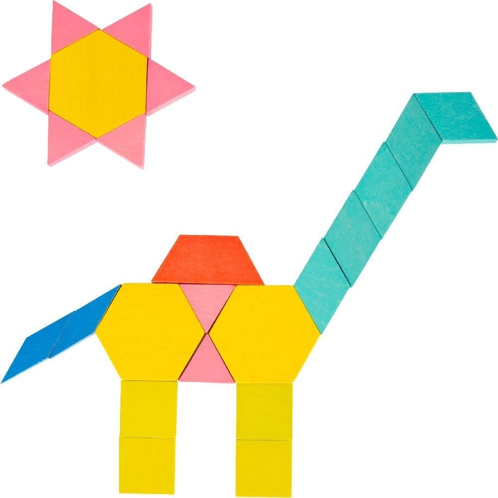 small foot Tangram Mosaik-Set XL, bunter Legespass mit 250 Holzsteinen, mit Aufbewahrungsbox, ab 3 J