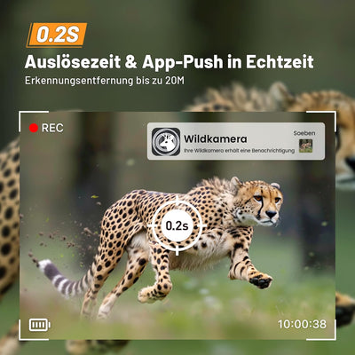 XTU 4G Wildkamera mit SIM Karte - LTE Solar Wildtierkamera mit Handyübertragung App,PIR Bewegungsmel