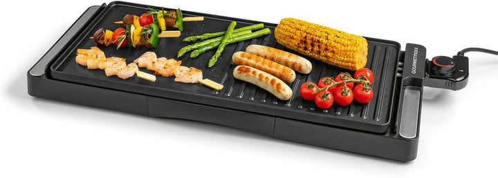 GOURMETmaxx elektrischer Tischgrill | Rauchfreier Elektrogrill 2200W | Grillplatte mit 2 Grillfläche