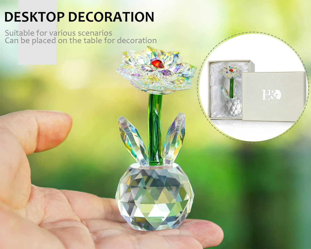 H&amp;D HYALINE &amp; DORA Kristall Sonnenblumen Figur,Ornament Glas Traumblume Sammlerstücke, Tischdekorati