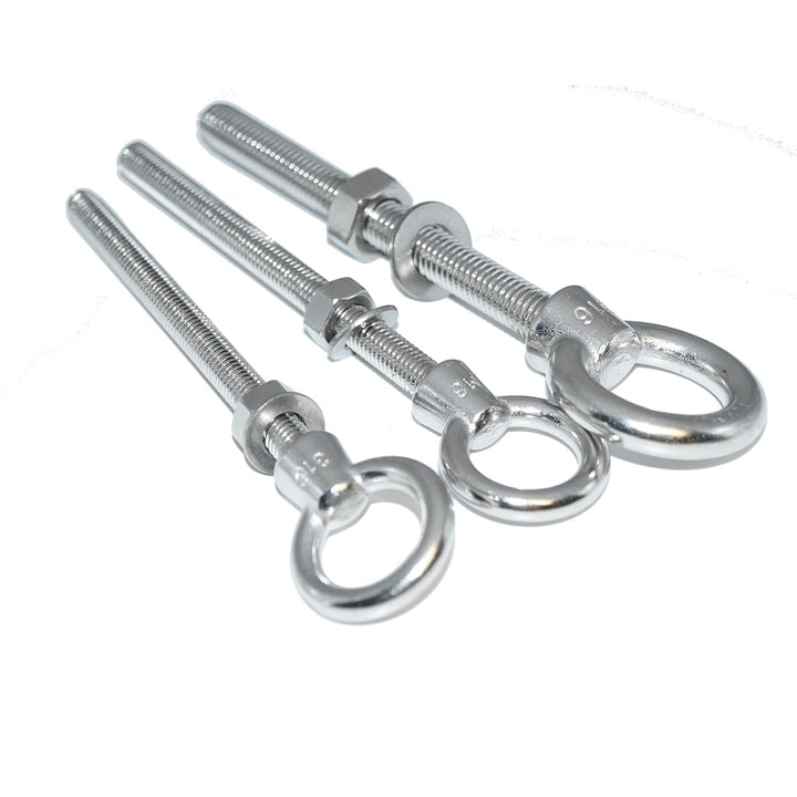 Augbolzen M6X60 Edelstahl A4 8 Stück - Ringbolzen mit metrischem Gewinde, Unterlegscheibe und Mutter