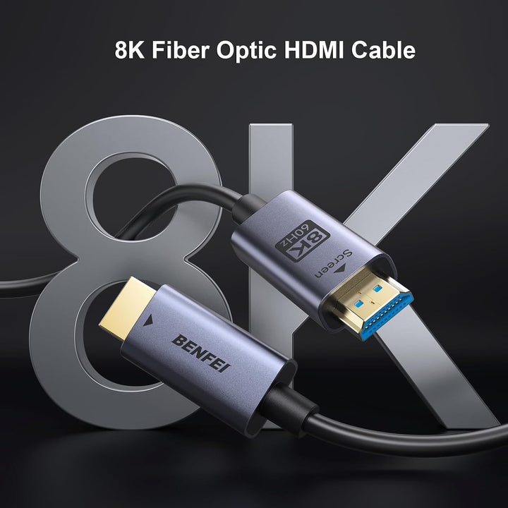 BENFEI 8K HDMI 2.1 Glasfaser kabel 30M–8K@60Hz, 4K@240Hz, 48Gbps High Speed, CL3 (wandtauglich), mit