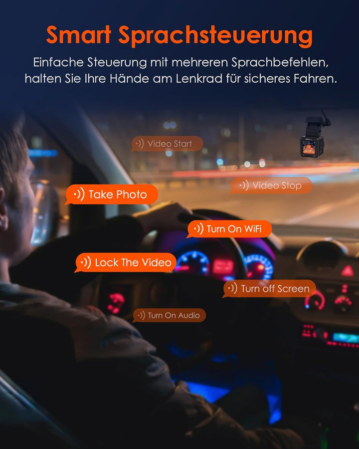 VANTRUE E1 1944P Mini Dashcam Auto WiFi GPS, Dash Cam Fernbedienung 2K/ 1440P HDR Autokamera Sprachs