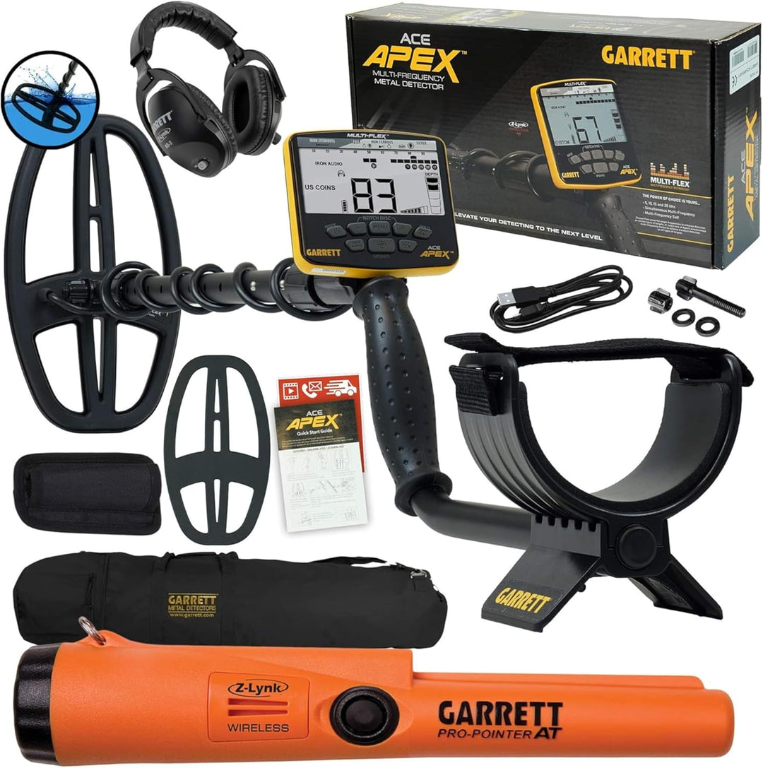 Garrett ACE APEX-Detektor mit 6 x 11 DD Viper-Suchspule, Z-Lynk-Kopfhörer, Pro-Pointer bei Z-Lynk un