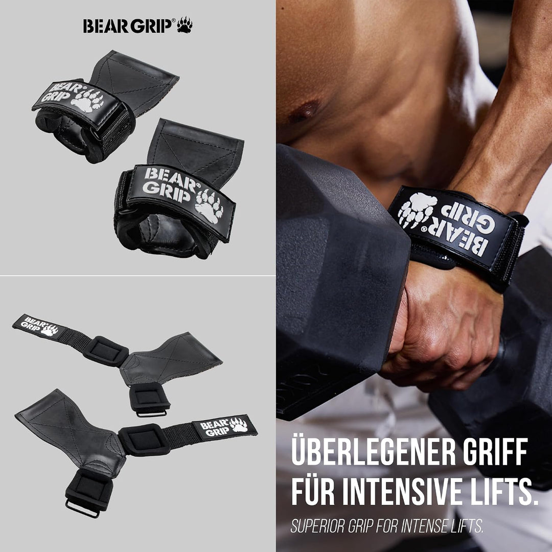 BEAR GRIP Multi-Grip-Riemen/Haken, hochwertige strapazierfähige Gewichthebergurte/Handschuhe. Grosse