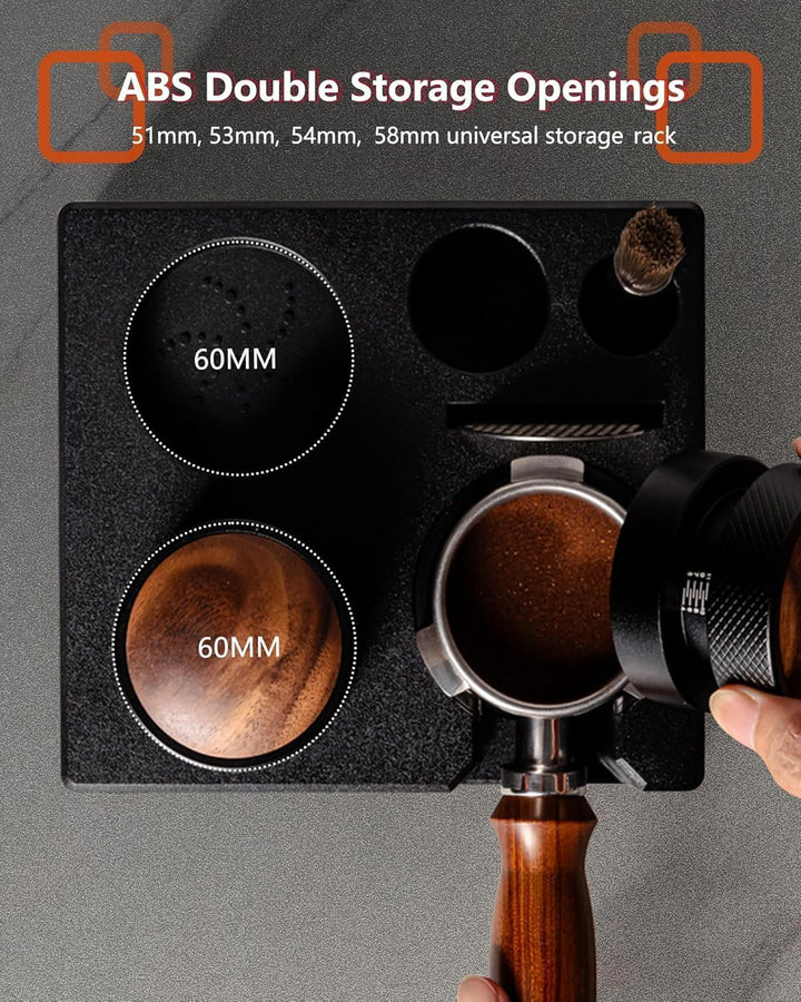 Tamperstation für Barista (51-58mm) | Schwarz Tamper Station aus ABS | Einstellbar Coffee Tamping St