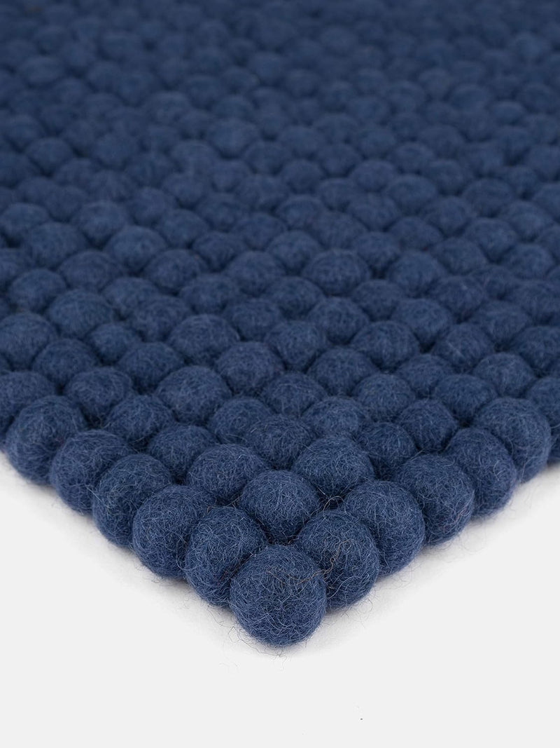myfelt Filzkugel-Sitzauflage Stuhlauflage - Alva - quadratisch, 36x36 cm, Dunkelblau, Dunkelblau