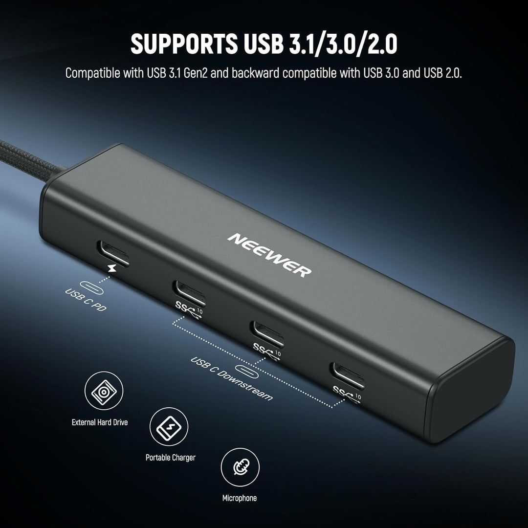 NEEWER USB C Hub Dock mit Cold Shoe Adapter, 4 in 1 Multiport Adapter Dongle mit 3 x USB C Port 3.1