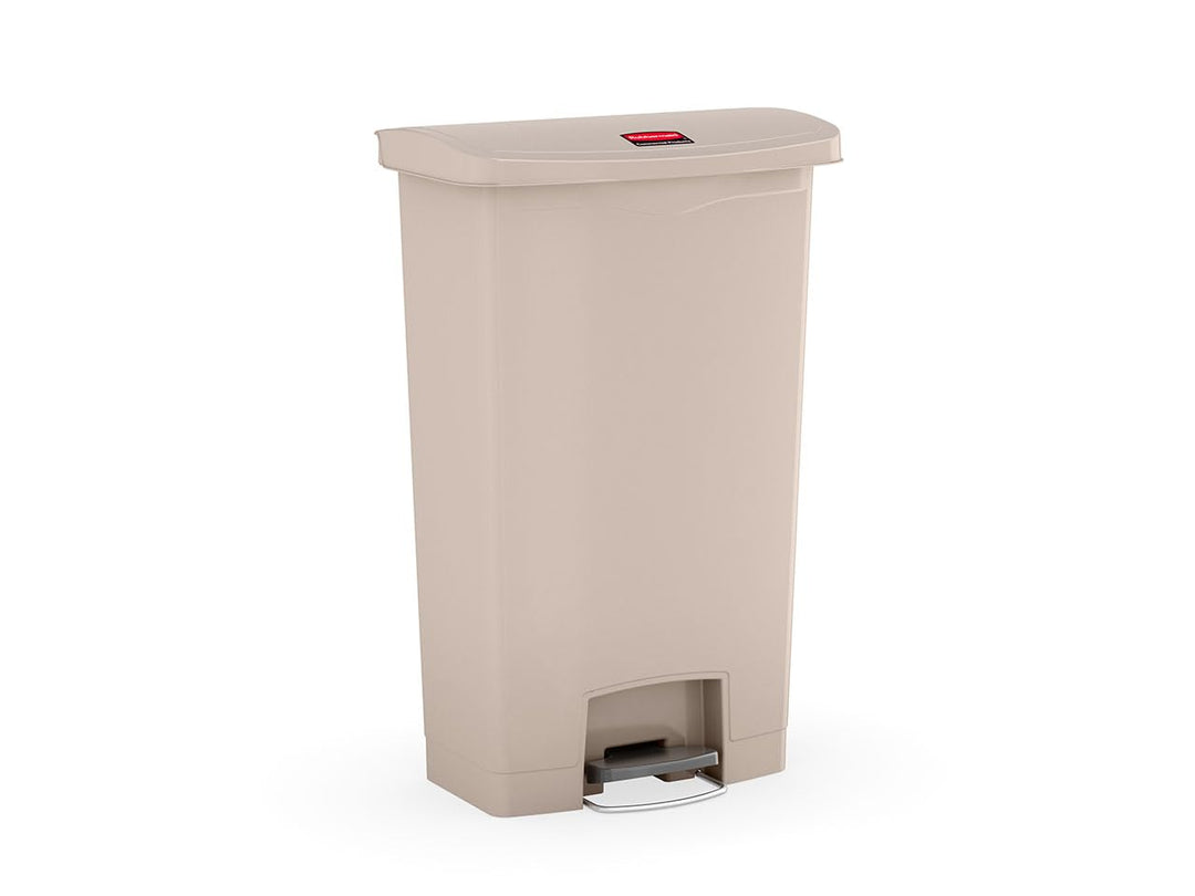 Rubbermaid Commercial Products Slim Jim 1883460 68 Litre Front Step Step-On Resin Wastebasket - Beig
