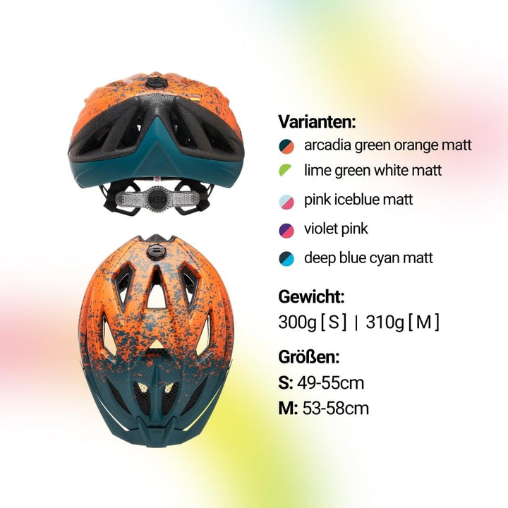 KED Street Jr. Pro Kinder Fahrrad Helm matt Petrol grün/orange 2023 M (53-58cm), M (53-58cm)