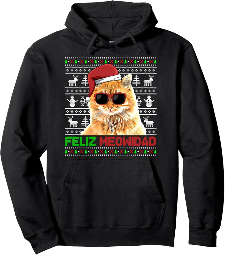 Manx Cat Feliz Meowidad Lustige Weihnachten Pullover Hoodie
