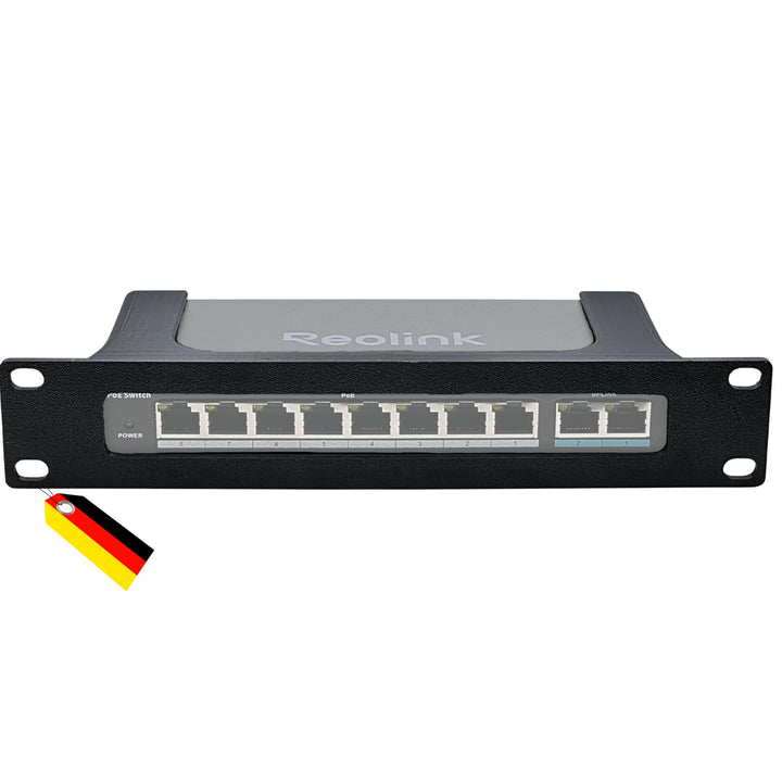 10-Zoll Rackmount Halterung für Reolink PoE Switch RLA-PS1, Schwarz, Made in Germany, Einfache Insta