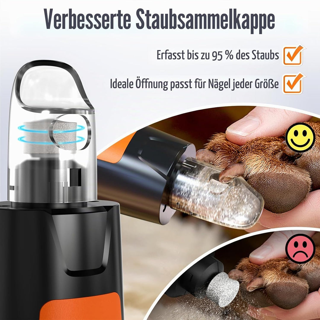 Casfuy Neue 6-Gang Krallenschleifer für Hunde – 50% Mehr Leistung mit 2 LED Lichtern Leise 7 Stunden