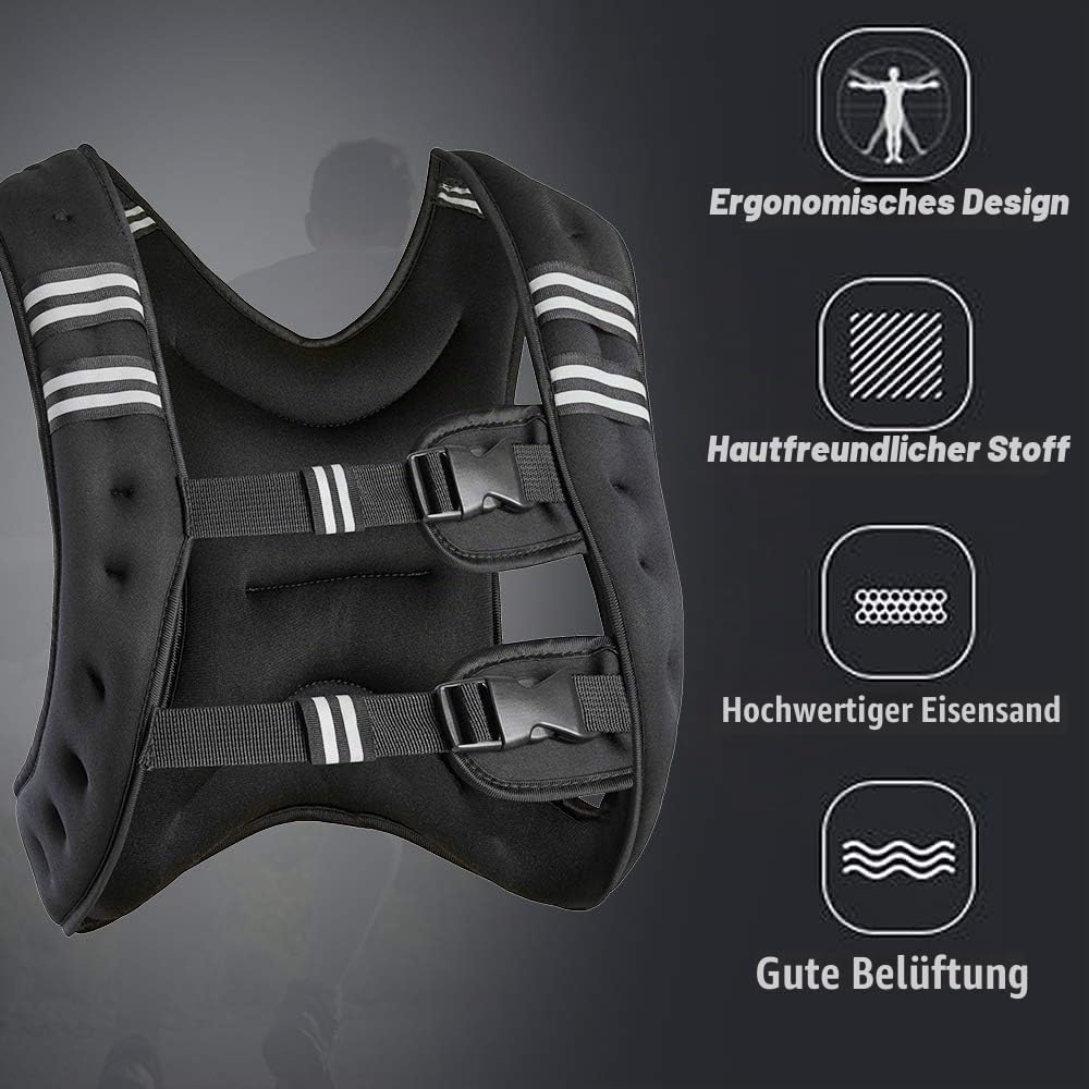 MUPAI Gewichtweste Trainingsweste 10kg Gewichte Weste Laufweste 36 * 20 * 9cm