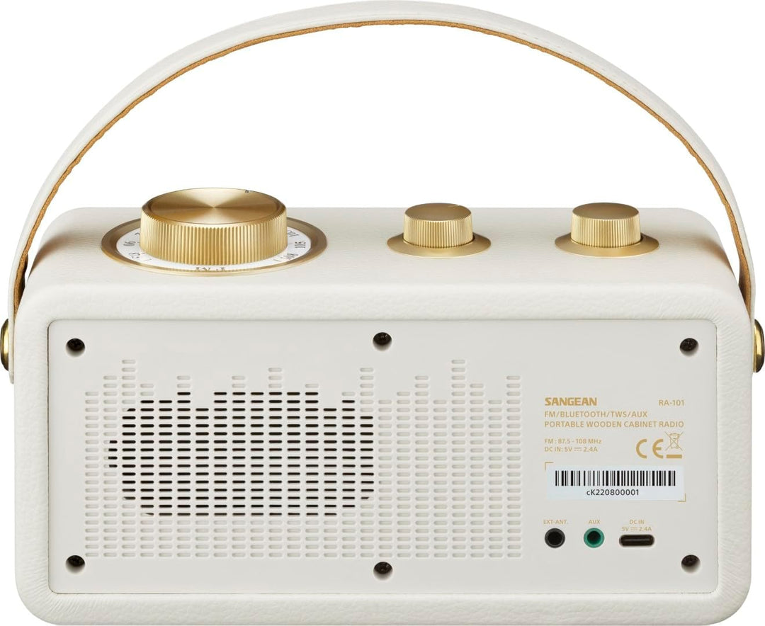 Sangean RA-101 Akku-Radio FM Bluetooth®, AUX wiederaufladbar Ivory, Gold