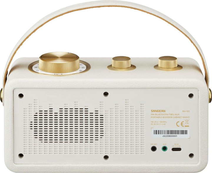 Sangean RA-101 Akku-Radio FM Bluetooth®, AUX wiederaufladbar Ivory, Gold