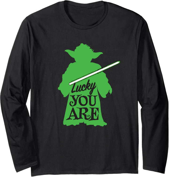 Star Wars Yoda Lucky You Are Green St. Patrick's Day Langarmshirt