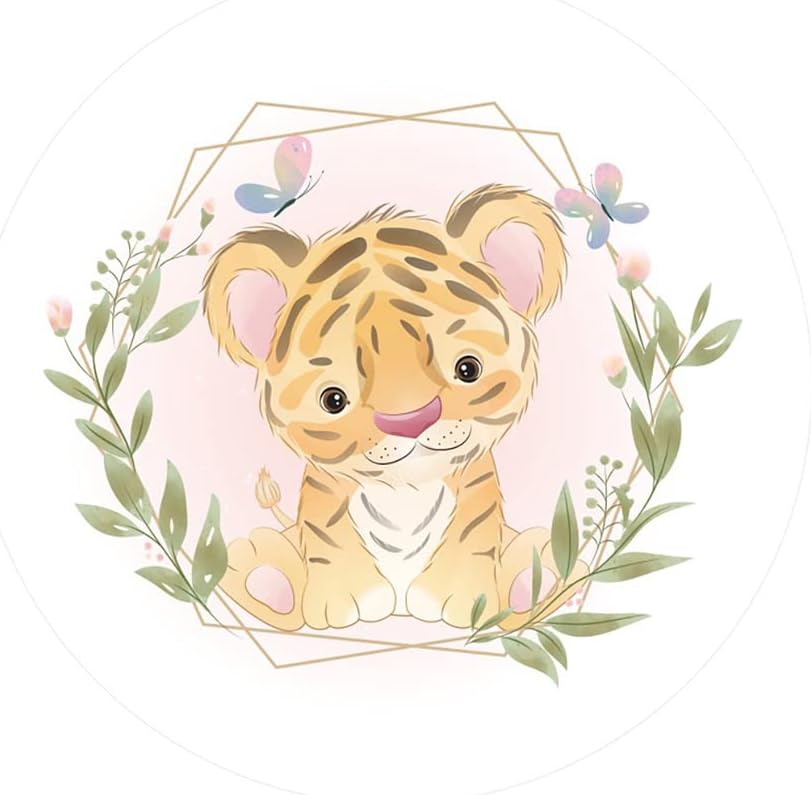 Aoihrraan 180cm Durchmesser Tier Runden Fotografie-Hintergrund Baby Tiger Butterfly Kranz Handgemalt