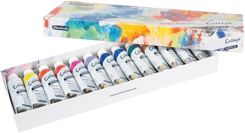 Schmincke - College® Acrylic, grosses Acrylfarbenset mit 13 x 35 ml Tuben, 83 713 097, Acrylfarben i