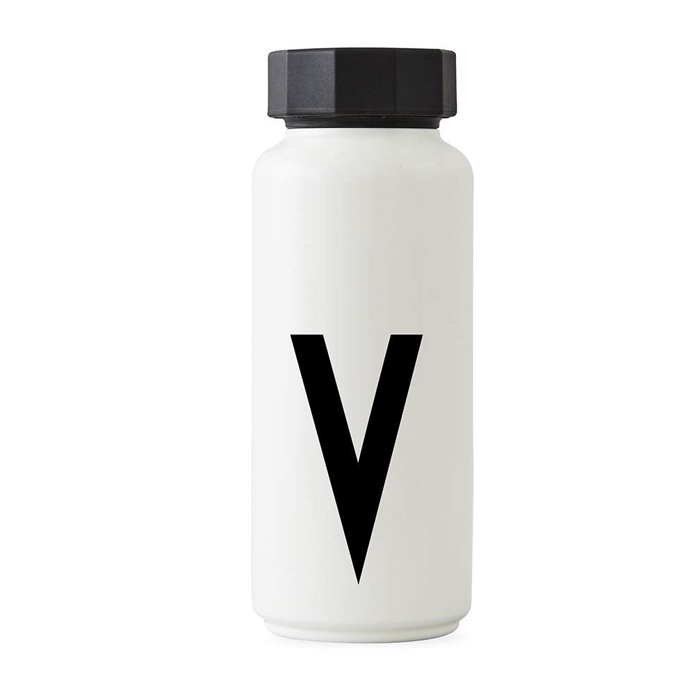 Design Letters Persönliche Edelstahl Trinkflasche Weiss (V) |500 ml| Kohlensäure geeignet BPA-Frei T