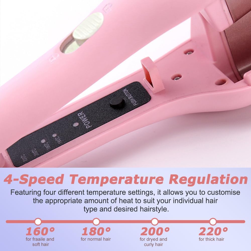 Welleneisen für Haare 32mm Mit 4 Einstellbarer Temperatur, Lockenstab für Beach Waves und Französisc