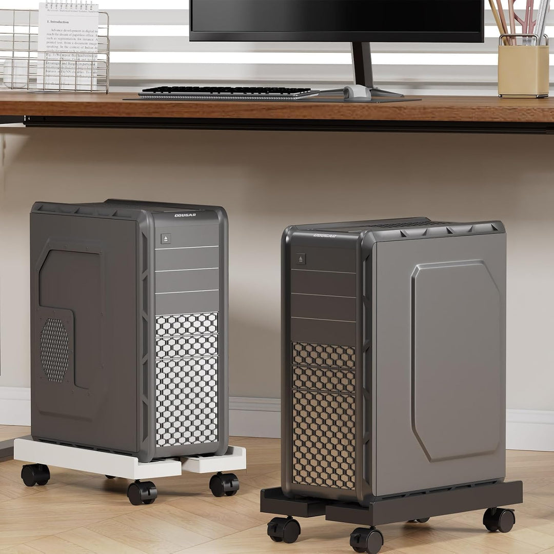 PC Ständer für PC-Tower, Universal verstellbare Computer Desktop CPU Ständer mit Rollen - (-N-Schwar