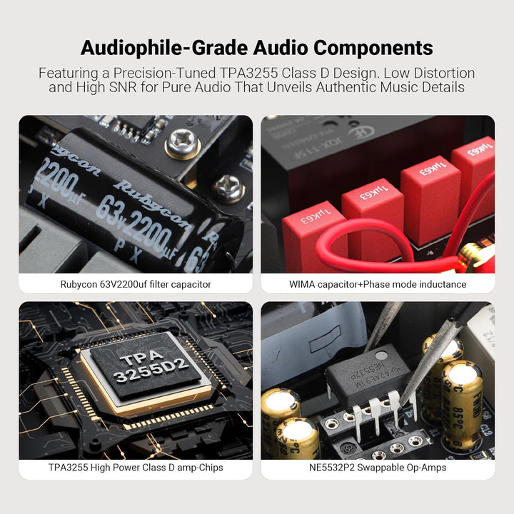 AIYIMA A07 MAX 2-Kanal-HiFi-Verstärker 300 W x 2 TPA3255 Mini-Endstufe der Klasse D, brückbarer Mono