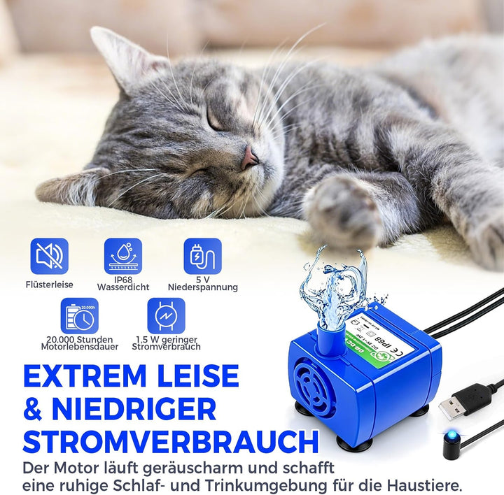 Katzenbrunnen Pumpe, Ultraleise Ersatzpumpe Katzenbrunnen, 5V 1.5W Geringer Stromverbrauch Katzen Br
