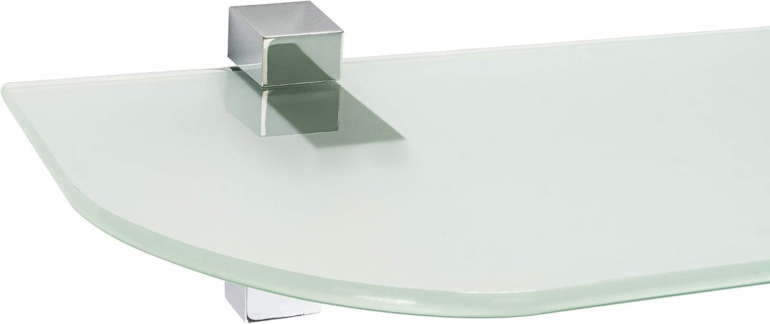 ib style® Glasregal 6mm |inkl. Befestigungsclip QUADRO Verchromt | 11 Grössen| 2 Dekore | Satiniert