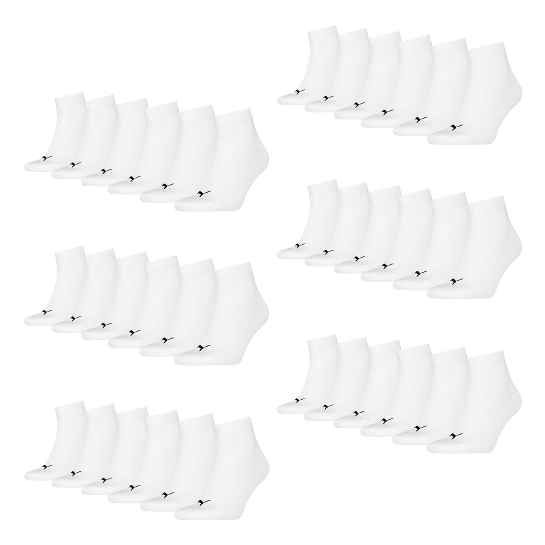 PUMA 18 Paar Unisex Quarter Socken Sneaker Gr. 35-49 für Damen Herren Füsslinge 35-38 -300 white, 35