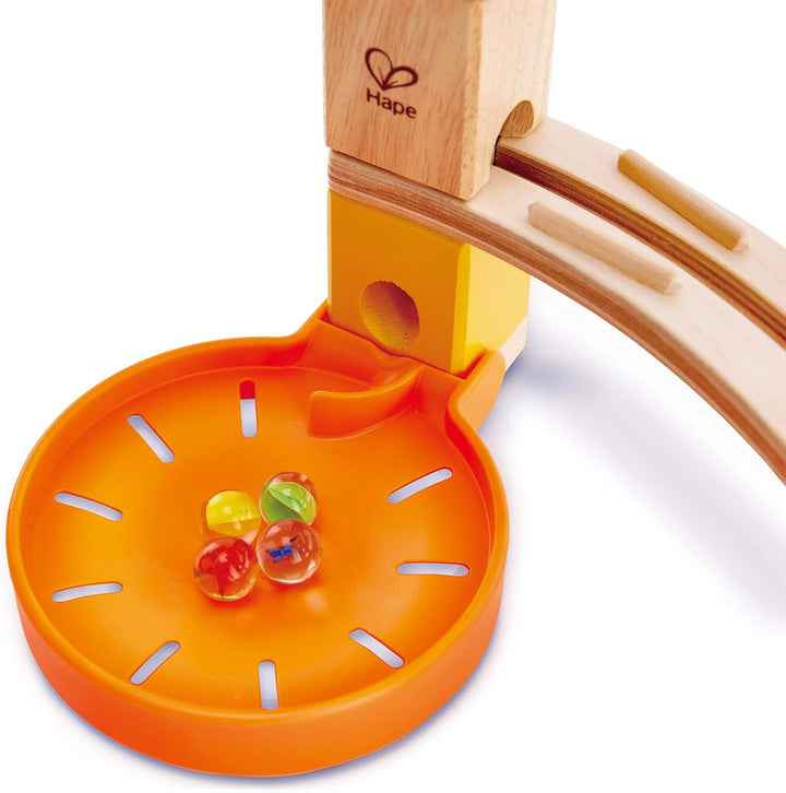 Hape E6020 Medium Set Quadrilla, Kugelbahn mit 44 Bauteilen aus Holz und 50 Murmeln, ab 4 Jahren & E