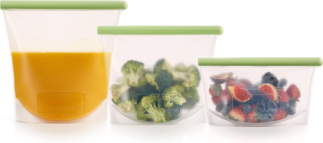 Lékué Silikonbeutel, 3er-Set, wiederverwendbar, grün Kit Grün, Kit Grün