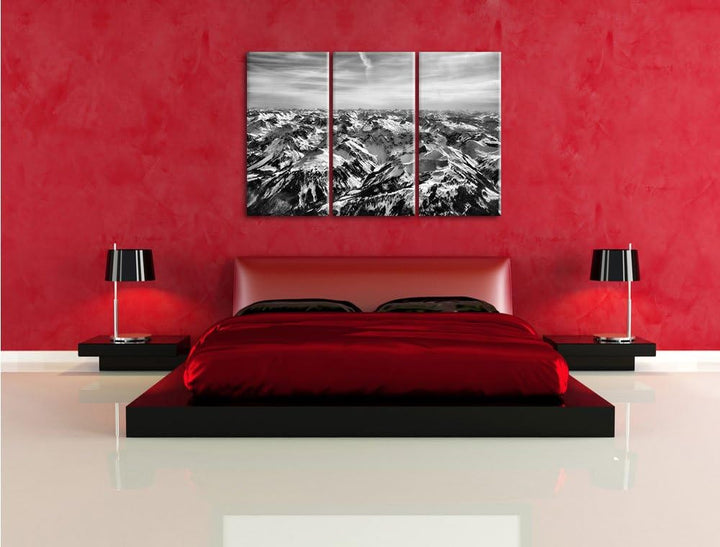 Pixxprint Alpen als Leinwandbild | Grösse: 3 Teilig (120x80) | Wandbild| Kunstdruck | fertig bespann