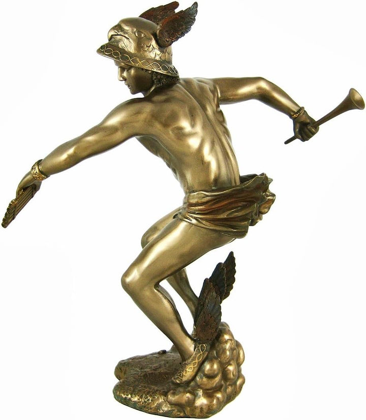 Greek God Hermes Bronzed Finish Statue Mercury Luck by Pacific Giftware