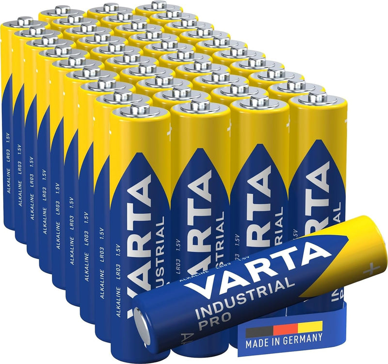 VARTA Batterien AAA, 40 Stück, Industrial Pro, Alkaline Batterie, 1,5V, Vorratspack, Made in Germany