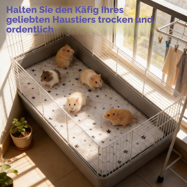 70x142cm Meerschweinchen Unterlage Waschbar: Pipipads Meerschweinchen, Grau Stern, wasserdichte Supe