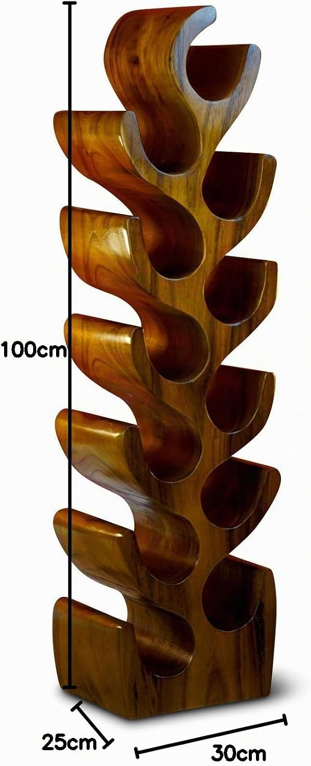Kinaree Suar Holz Weinregal – Massivholz Flaschenregal 12 Flaschen (100×30×25 cm) kolonialbraun | Ha