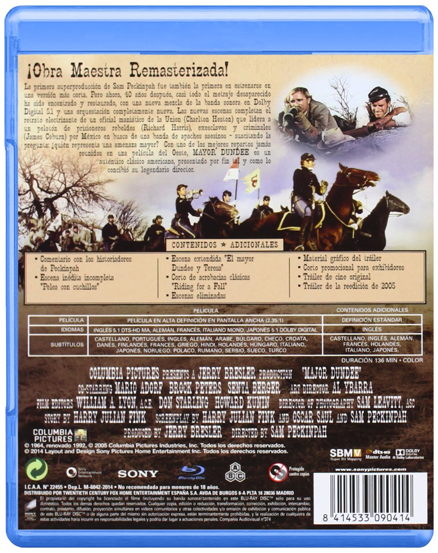 Major Dundee (Blu-Ray) (Import) (2014) Charlton Heston; Richard Harris; Jame, Blu-ray