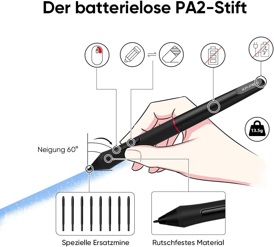 XP-PEN Artist 24 Pro Grafik-Tablet mit Display 2K QHD in 23,8 Zoll (63,8 cm), passiver Eingabestift,