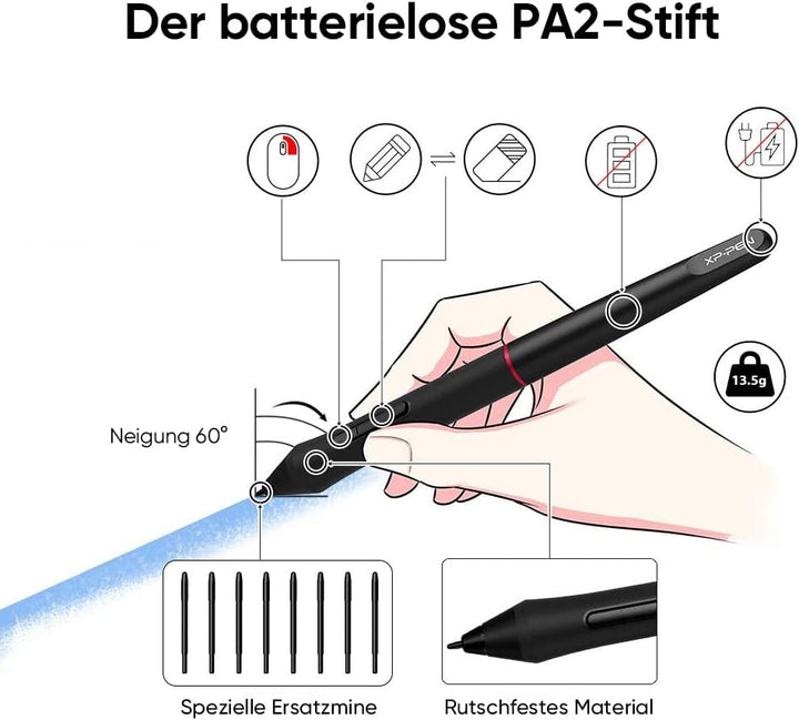 XP-PEN Artist 24 Pro Grafik-Tablet mit Display 2K QHD in 23,8 Zoll (63,8 cm), passiver Eingabestift,