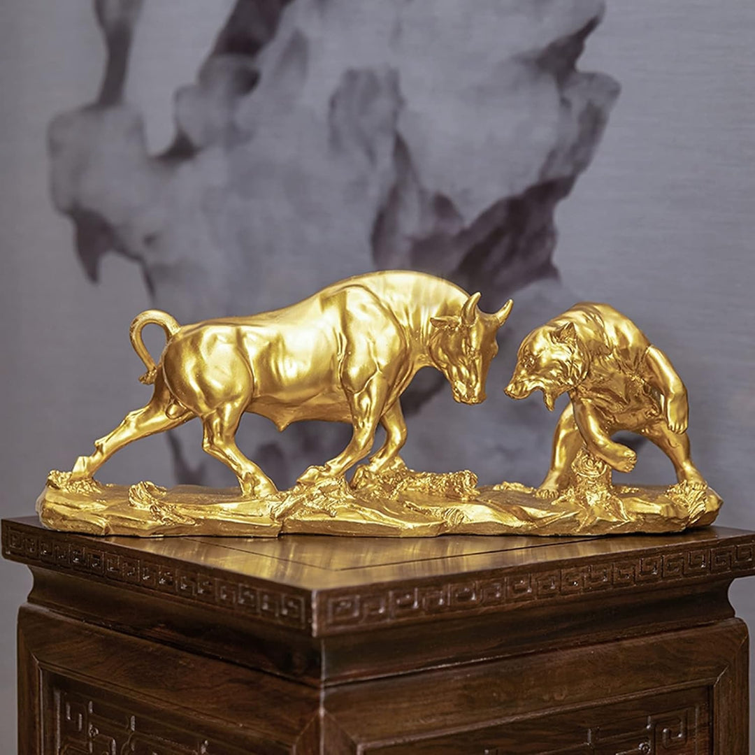 Cutfouwe Wall Street Bull &amp; Bear Schlacht Harz Statue,Abstrakte Figur-Bull Bear Fight Financial Brok