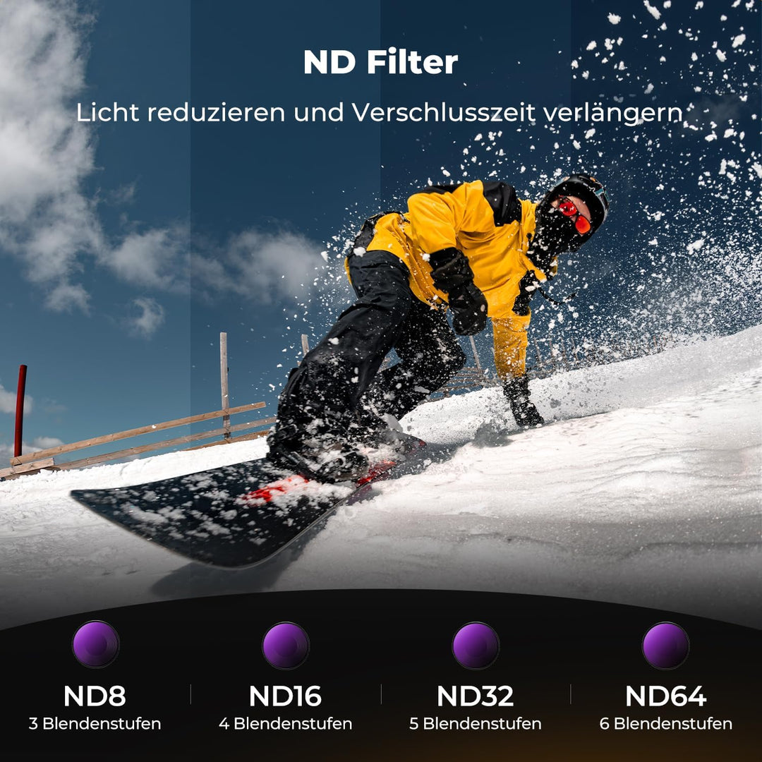 K&amp;F CONCEPT CPL+ND8+ND16+ND32+ND64+Black-Mist 1/4 Filter für Osmo Action 6 | Polfilter, Neutraldicht