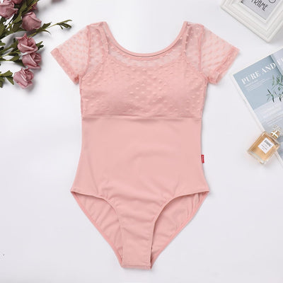 FYMNSI Damen Ballettanzug Gepolstert Ballettbody Tanz Body Gymnastikanzug Trikot Kurzarm Bodysuit XL
