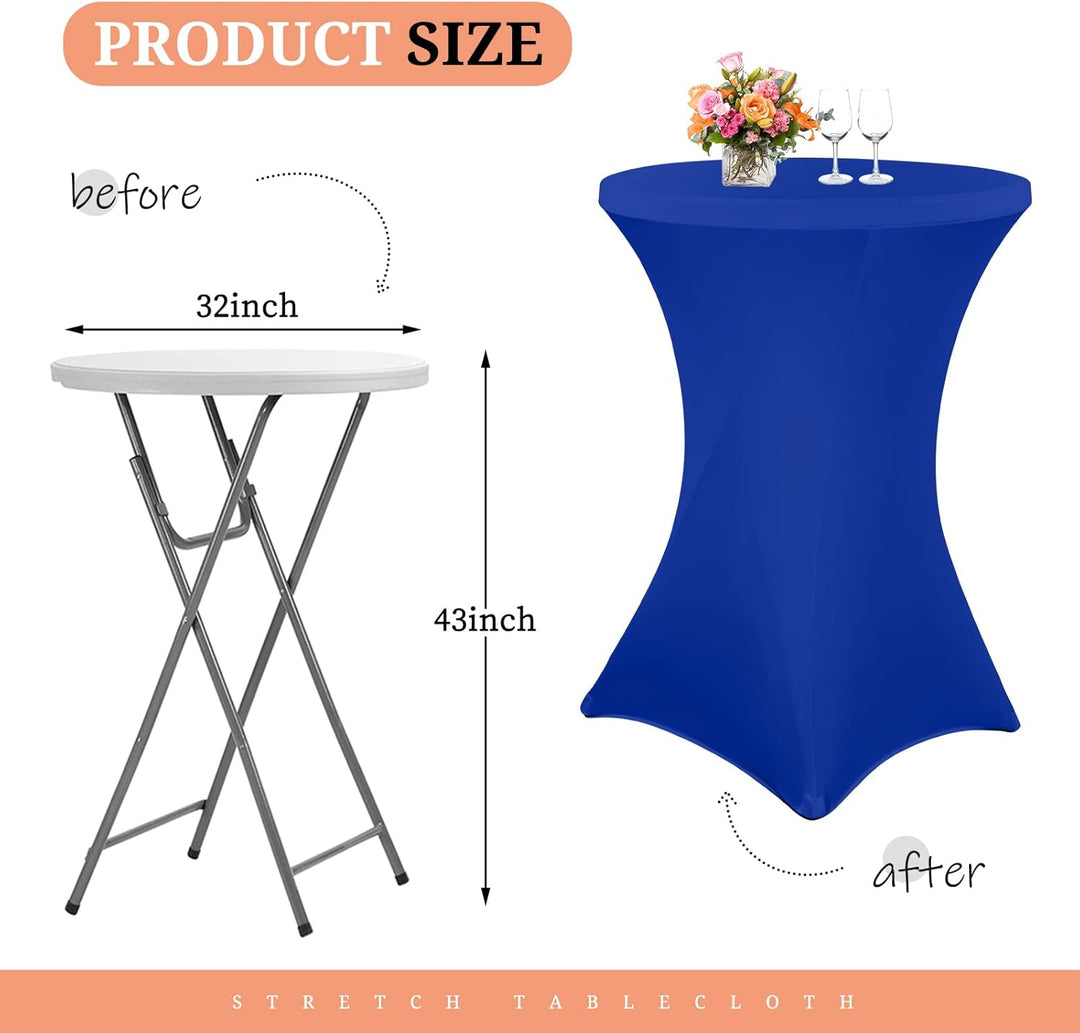 Showgeous 6er-Set Stretch Stehtisch Husse für Bistrotisch Ø 80-85 cm, Stehtischhussen Verstärkung im