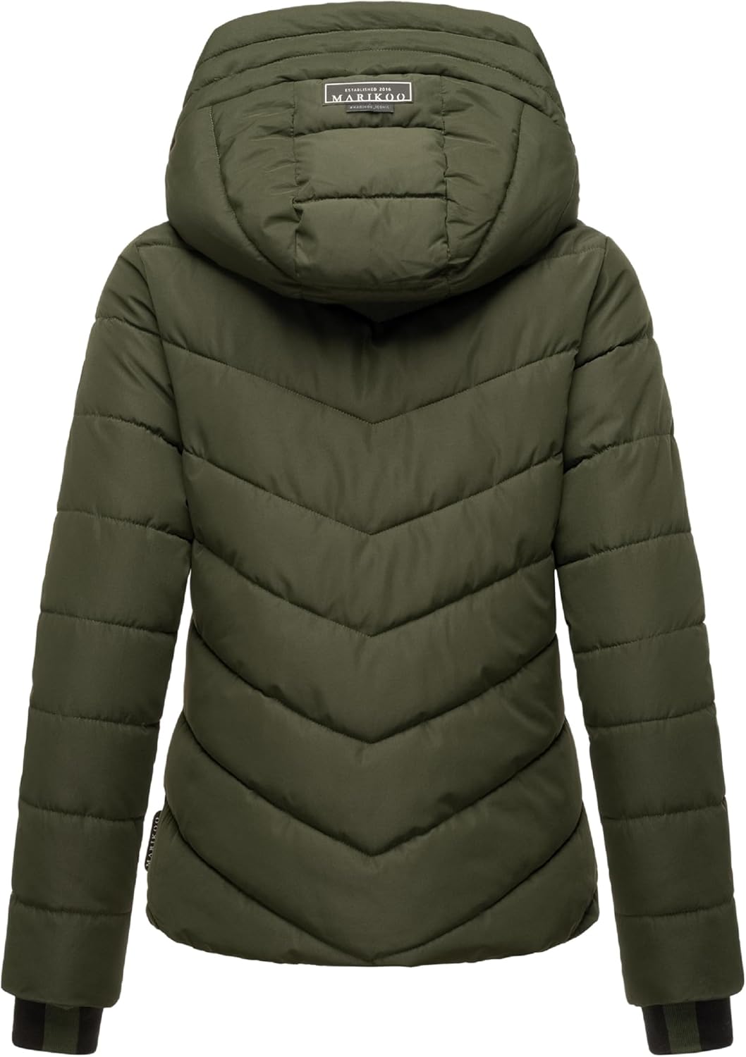MARIKOO Damen Winterjacke warme Steppjacke mit abnehmbarer Kapuze Samuiaa XVI XS-3XL S Dark Olive, S