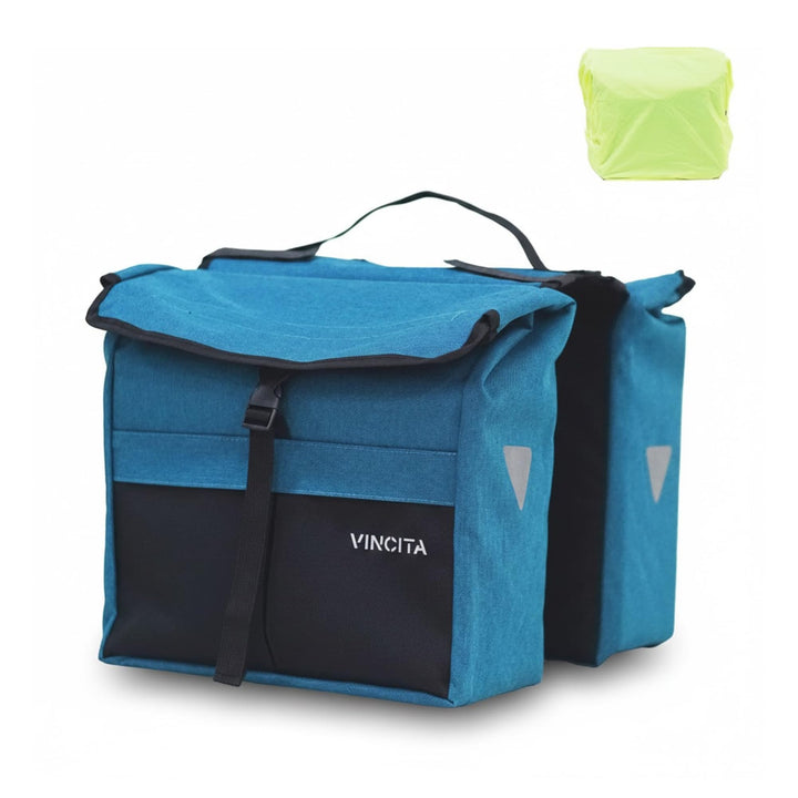 Vincita Top Load Double Pannier Water Resistant Cycling Side Bags – mit Regenschutz, gross, Tragegri