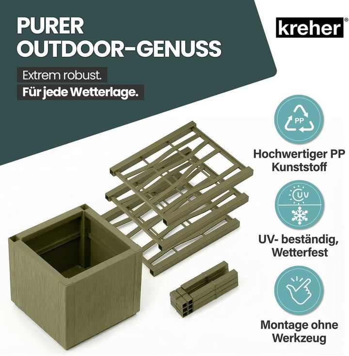 2 x Kreher® XL Rankgitter, Spalier mit Pflanzkasten aus robustem Kunststoff. In verschiedenen Grösse