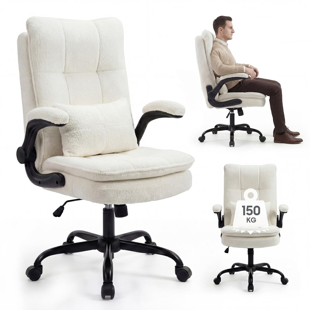 Bürostuhl Ergonomisch [TESTSIEGER] Schreibtischstuhl | Hochklappbare Armlehne & Hohe Rückenlehne | H