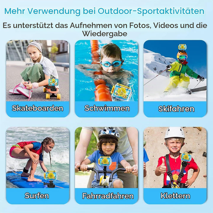 GKTZ Kinderkamera wasserdichte,Unterwasserkamera-1080P Selfie Digitalkamera Fotoapparat für Kinder,